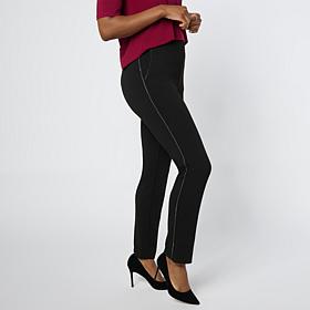 "As Is" Nina Leonard Pull-On Straight-Leg Pant