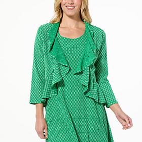 "As Is" Nina Leonard Ruffle Trim Eyelet Bolero 