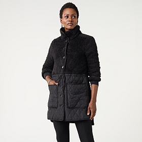 "As Is" Nina Leonard Sherpa Quilted Drawstring Jacket