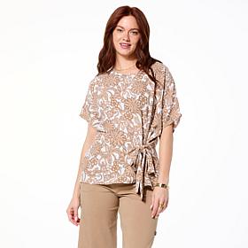"As Is" Nina Leonard Side Tie Boxy Top