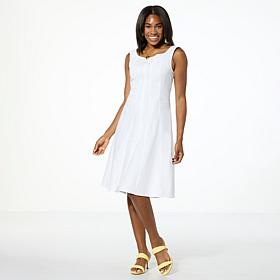 "As Is" Nina Leonard Sleeveless A-line Denim Twill Dress