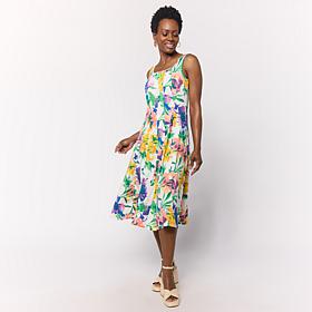 "As Is" Nina Leonard Sleeveless Scoop-Neck A-Line Dress