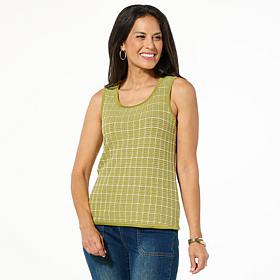 "As Is" Nina Leonard Tweed Knit Scoop Neck Tank Top