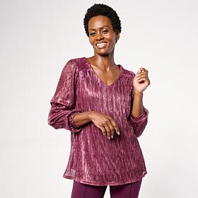 "As Is" Nina Leonard V Neck 3/4 Knit Top