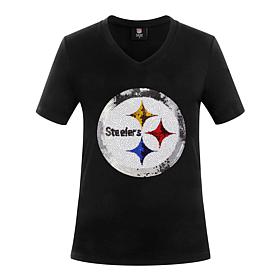 "As Is" Officially Licensed NFL Women's Sequin Logo Tee from Fabgat...