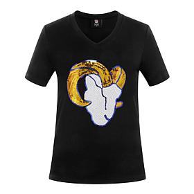 "As Is" Officially Licensed NFL Women's Sequin Logo Tee from Fabgat...