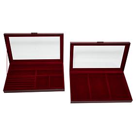 "As Is" Prestige™ Set of 2 Large Stackable Jewelry Boxes - Croco Em...