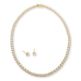 "As Is" Radiance by Absolute™ Round Tennis Necklace & Stud Earrings