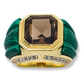 "As Is" Rarities Gold-Plated Gemstone Ring with White Zircon Accents
