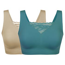 "As Is" Rhonda Shear 2-pack Body Bra with Lace Inset