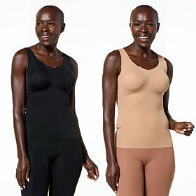 "As Is" Rhonda Shear 2-pack Butterknit Tank Top with Built-In Bra
