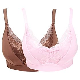 "As Is" Rhonda Shear 2-pack Molded Cup Lace Bra with Invisible Edge