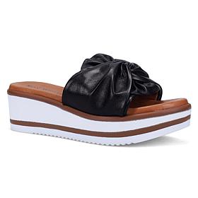 "As Is" Ron White Priccila Lightweight Leather Wedge Slide Sandal