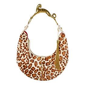 "As Is" Sharif Legacy 3D Sculpted Cougar Handle Metallic Leather Hobo 