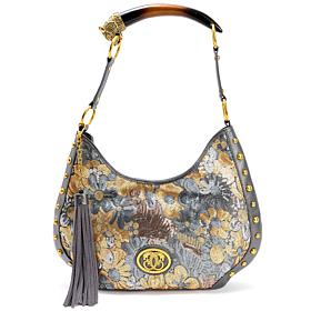 "As Is" Sharif Legacy 3D Sculpted Horn Handle Sequined Leather-Trim...