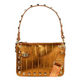 "As Is" Sharif Legacy Eel Skin Leather Rocketed Top Zip Crossbody