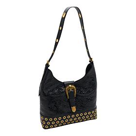 "As Is" Sharif Legacy Floral Embossed Leather Cowboy Core Hobo Bag