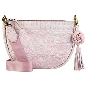 "As Is" Sharif Legacy Marbleized Quilted Leather Rose Crossbody