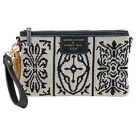 "As Is" Sharif Sicily Tile Embroidered Wristlet Clutch