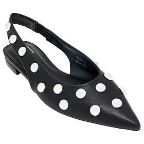 "As Is" SHUSHOP® Arizona Studded Pointed Toe Slingback Flat