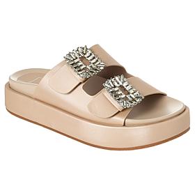 "As Is" SHUSHOP LOLA Flatform 2-Band Sandal with Crystal Detail