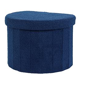 "As Is" South Street Loft Faux Teddy Fur Half-Moon Storage Ottoman 