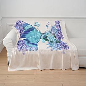 "As Is" SouthStreet Loft Floral Garden Butterfly Printed Throw