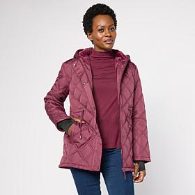 "As Is" Sporto® Meg Quilted Mid-Length Hooded Jacket