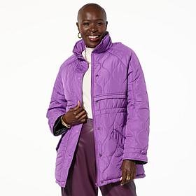 "As Is" Sporto® Rose Quilted Water-Resistant Anorak Coat