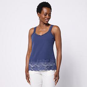"As Is" Tower Hill by Christie Brinkley Lace Hem Layering Tank Top
