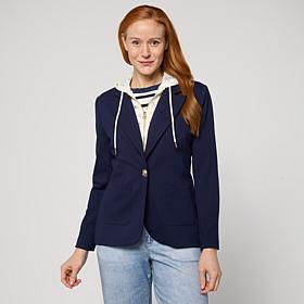 "As Is" TWRHLL by Christie Brinkley Crochet Zip-Out Dickey Blazer