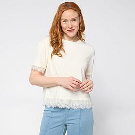 "As Is" TWRHLL by Christie Brinkley Lace Detail T-Shirt