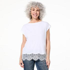 "As Is" TWRHLL by Christie Brinkley Lace Dolman Tee