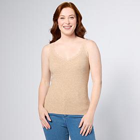 "As Is" TWRHLL by Christie Brinkley Lace-Trimmed Sweater Knit Tank