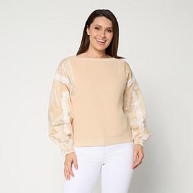 "As Is" TWRHLL by Christie Brinkley Mixed Media Sweater