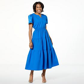 "As Is" TWRHLL by Christie Brinkley Multi-Tier Maxi Dress