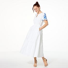 "As Is" TWRHLL by Christie Brinkley Multi-Tier Maxi Dress