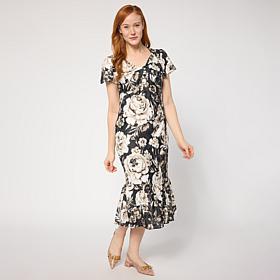 "As Is" TWRHLL by Christie Brinkley Printed Sweetheart Neck Dress