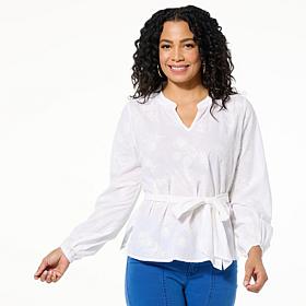 "As Is" TWRHLL by Christie Brinkley Tie-Waist Blouse