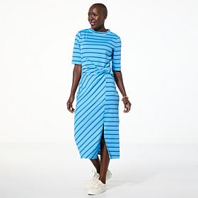 "As Is" TWRHLL by Christie Brinkley Twist Waist Ponte Dress