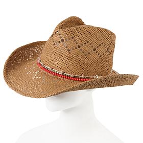 "As Is" Vince Camuto Beaded Band Cowboy Hat