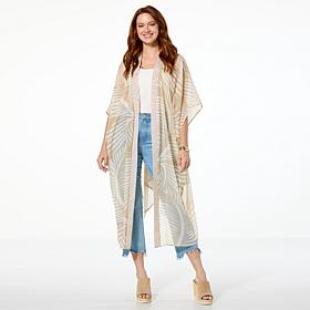 "As Is" Vince Camuto Jewel Print Open Front Duster
