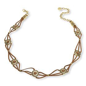 "As Is" Vince Camuto Leather Cord Laced Resin Stone Concho Belt