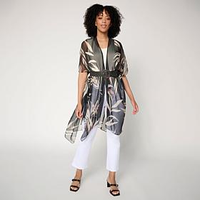"As Is" Vince Camuto Printed Duster and Stretch Belt Set