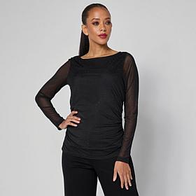 "As Is" Vivica A. Fox Collection Rhinestone Mesh Knit Shirt