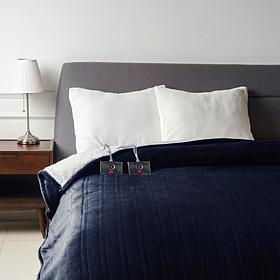 "As Is" Warm & Cozy Flannel Sherpa Heated Blanket - Queen