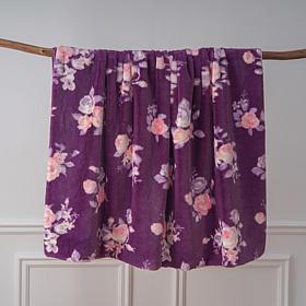 "As Is" Warm & Cozy Floral Print Luxury Faux Fur Throw