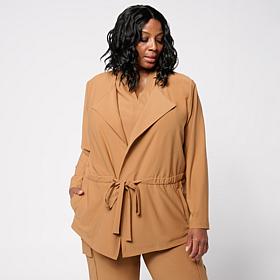 "As Is" Wynne Collection Luxe Crepe Drape Front Jacket