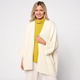 "As Is" WynneCollection Cotton-Blend Chunky Knit Drama Topper