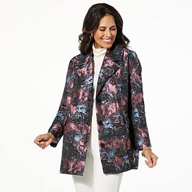 "As Is" WynneCollection Floral Jacquard Peacoat